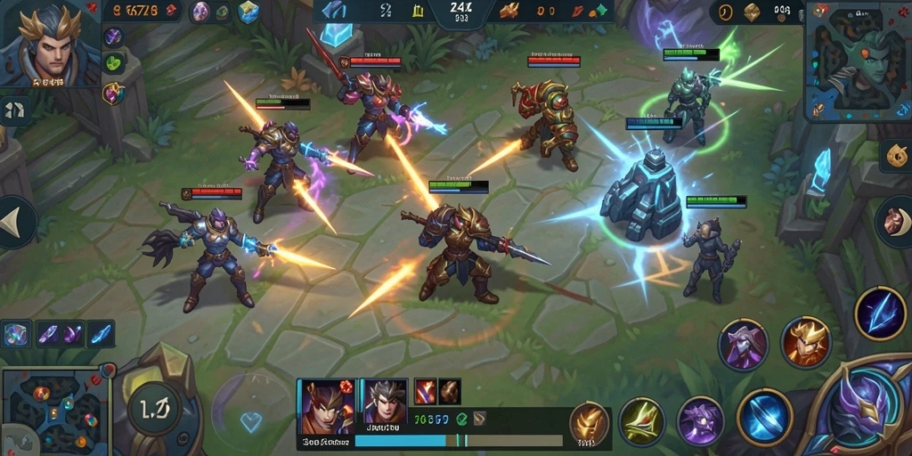 Screenshot gameplay menampilkan pertempuran epik dalam MOBA 567TV.