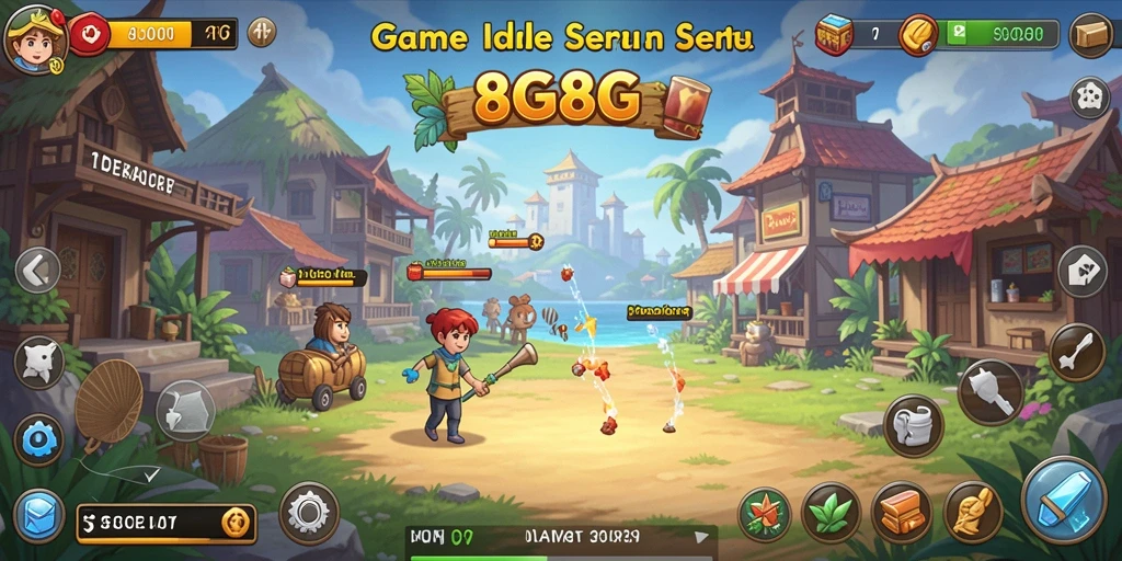 Screenshot dari gameplay <strong>8G8G</strong> yang menunjukkan kemajuan karakter secara otomatis.