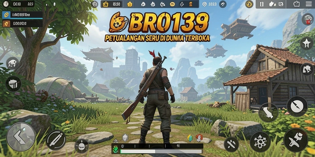 Screenshot utama BRO138 menampilkan eksplorasi dunia terbuka yang luas.
