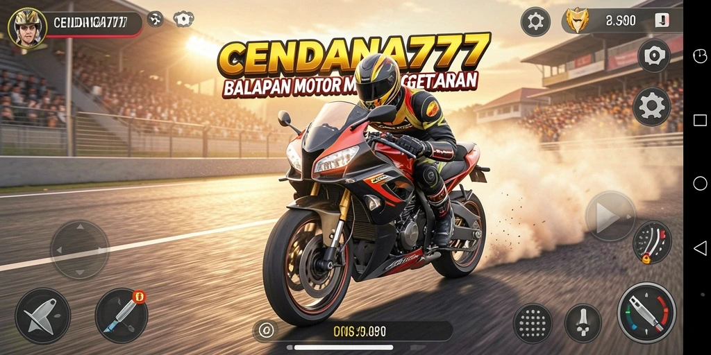 Tampilan gameplay seru CENDANA777 dengan lintasan yang menantang.