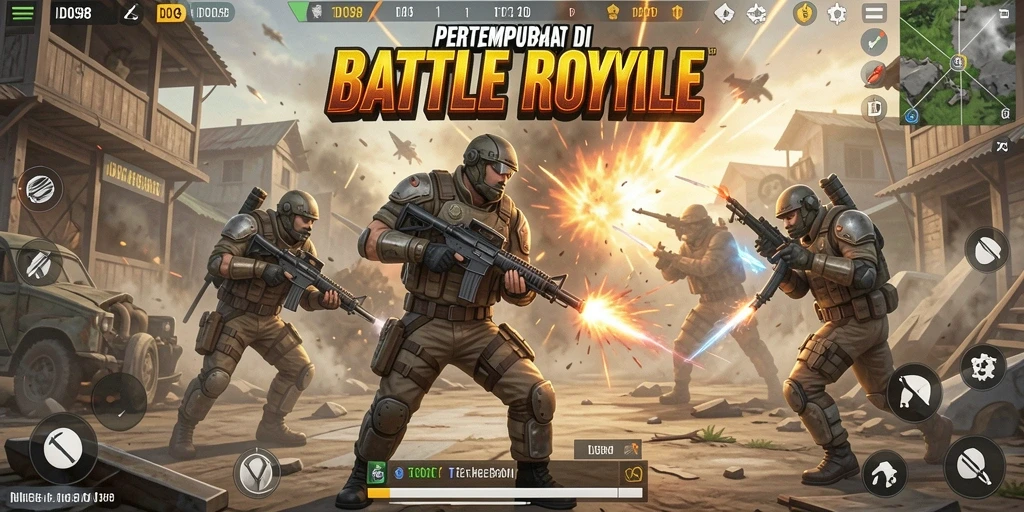 Gameplay seru ID098 dalam pertarungan Battle Royale intens.