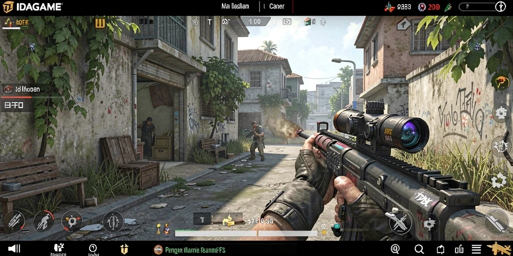 Screenshot gameplay IDAGAME dengan aksi tembak-menembak yang mendebarkan.