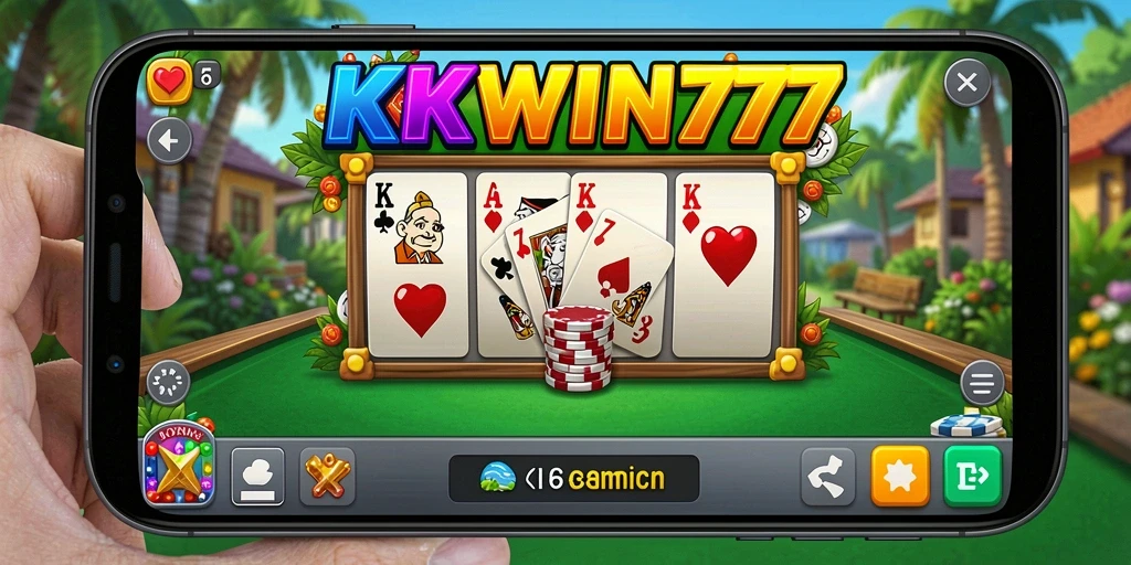 Screenshot gameplay <strong>KKWIN777</strong> yang menampilkan suasana permainan Domino yang menyenangkan.