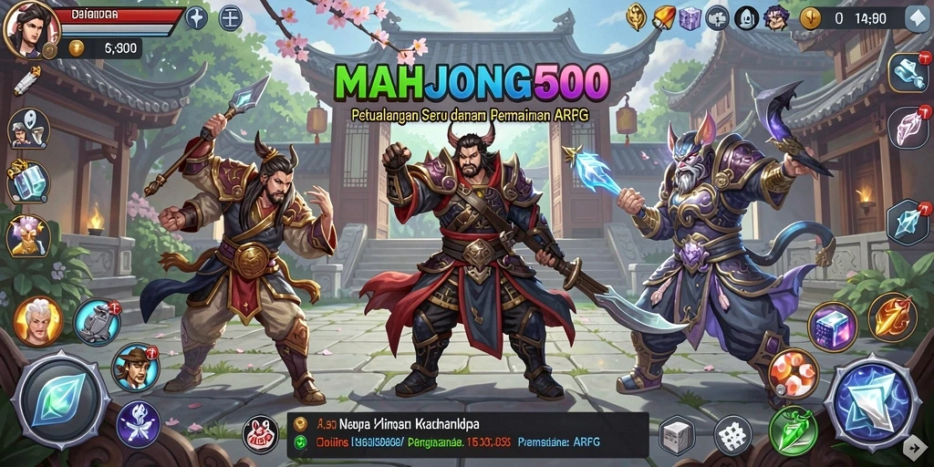 Tampilan gameplay seru di MAHJONG500 dengan aksi bertarung yang mendebarkan.