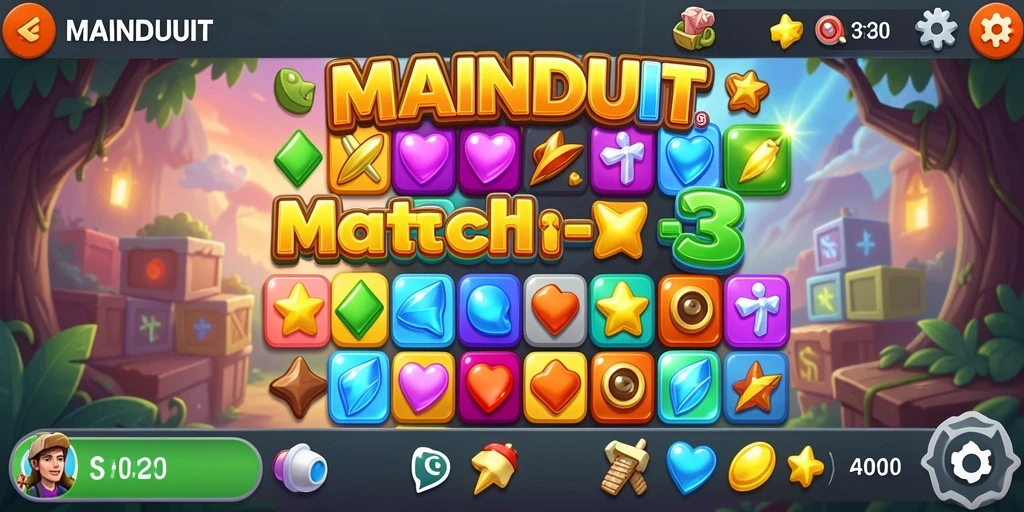 Tampilan gameplay MAINDUIT yang seru dan adiktif di kategori Match-3.
