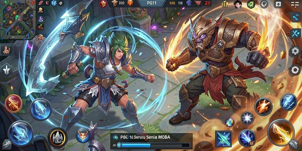 Tangkapan layar gameplay PG11 menampilkan aksi pertarungan seru.