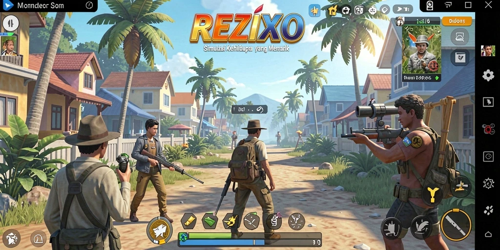 Tampilan gameplay menarik dari REZIXO yang menggambarkan kehidupan virtual.