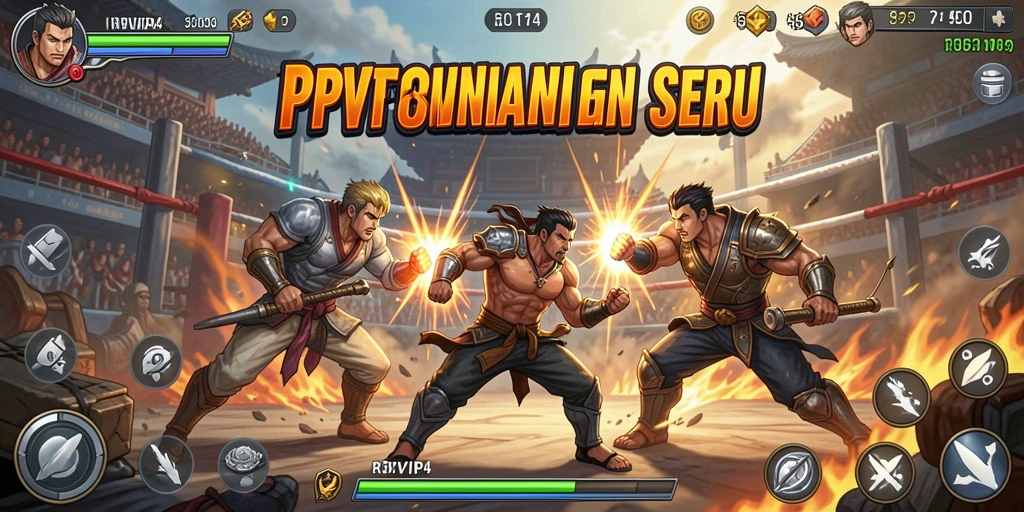 Tangkapan layar utama RPVIP4 menampilkan aksi pertarungan yang seru.