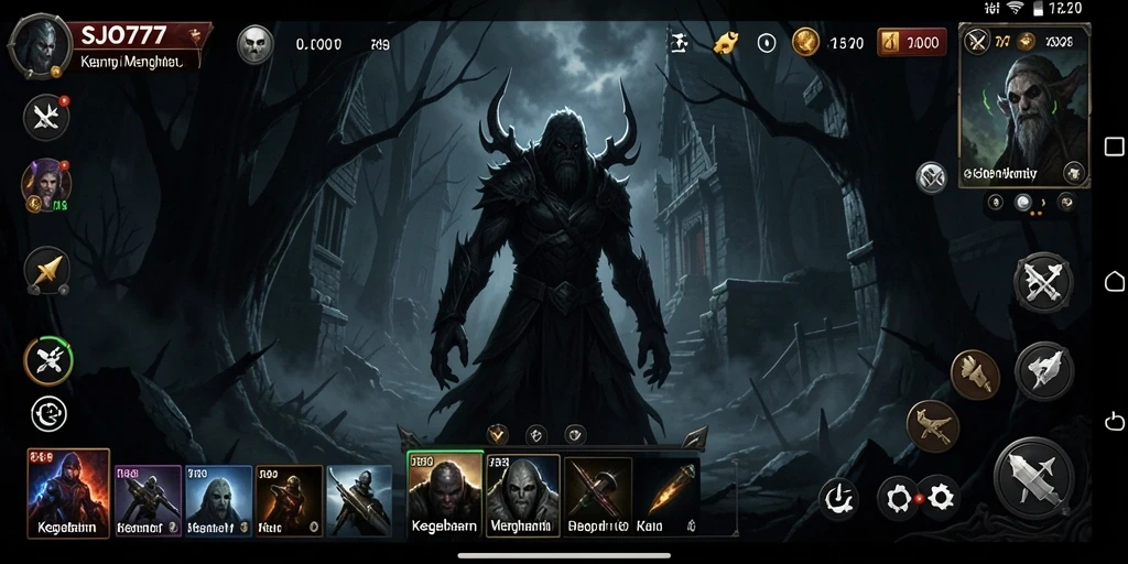Tampilan gameplay seram dalam SJO777 menggambarkan kegelapan dan ketegangan.
