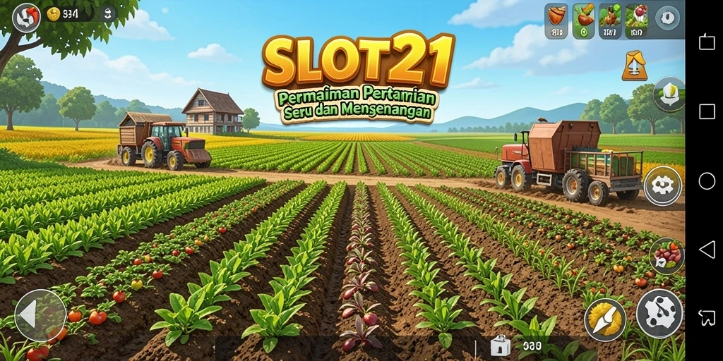 Tampilan screenshot utama SLOT21 dengan gameplay pertanian yang menarik.