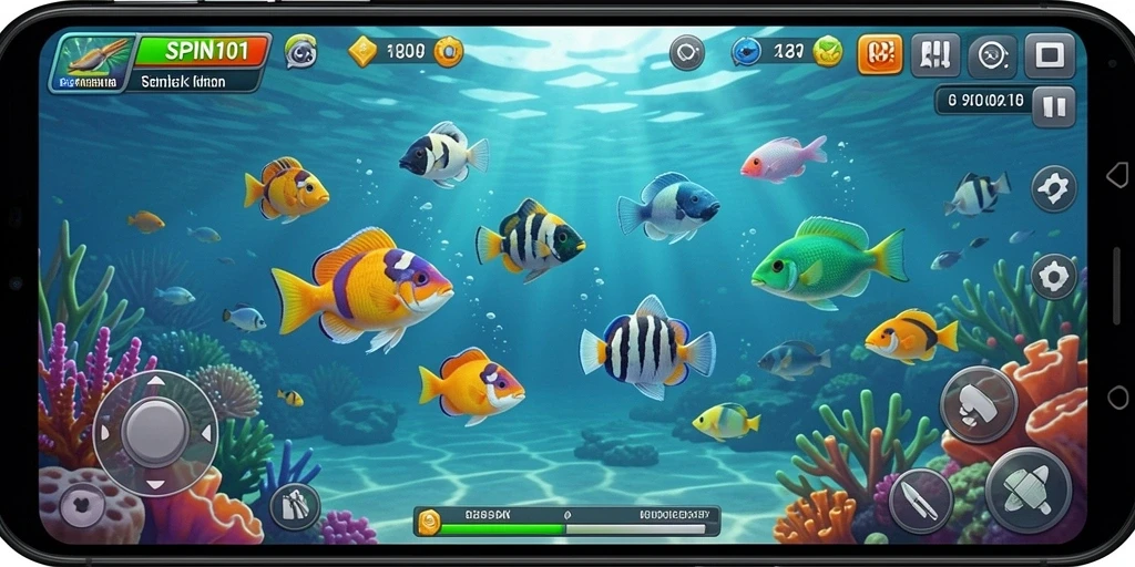 Tangkapan layar gameplay Tembak Ikan SPIN101 yang seru dan menarik.