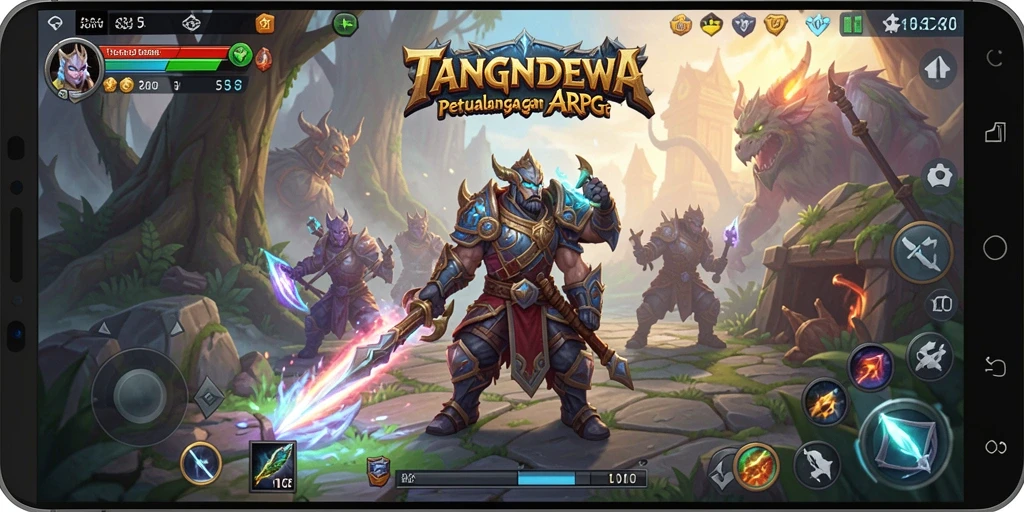 Tampilan mendebarkan dalam permainan ARPG TANGANDEWA.