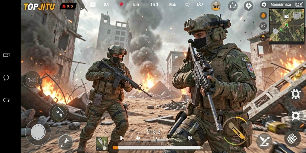 Screenshot gameplay intens dari game FPS TOPJITU.