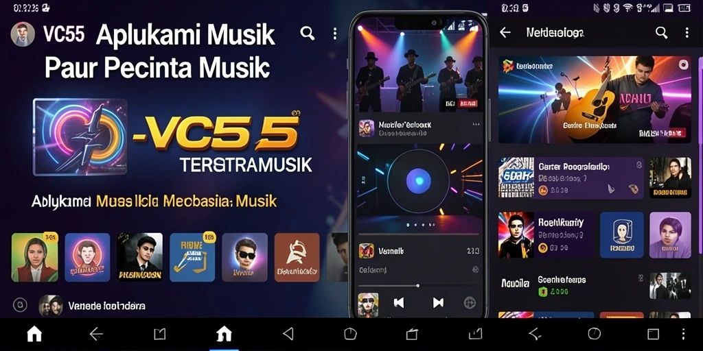 Screenshot VC55 menampilkan gameplay interaktif aplikasi Music.